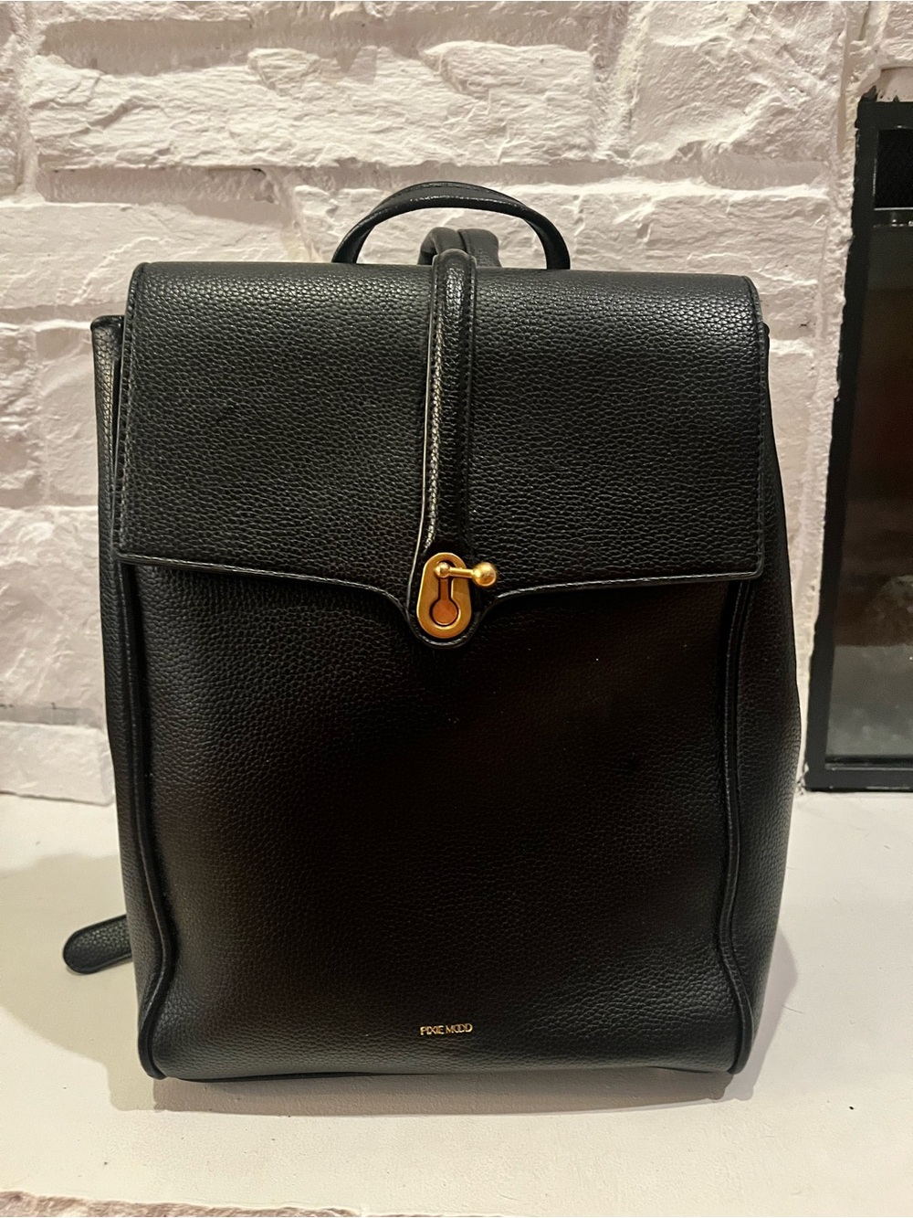 Pixie Mood Black Lock Backpack with Gold Hardware